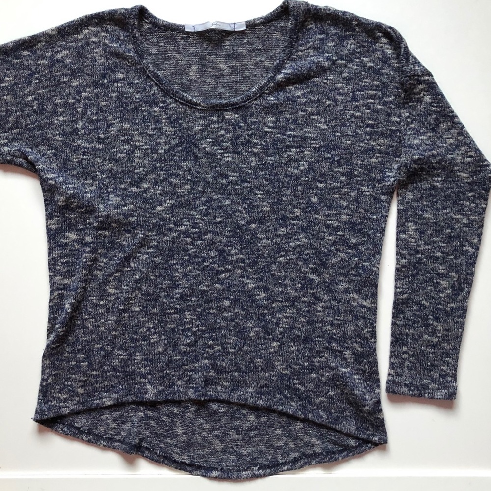 M GIBSON Soft Navy/White Marled Long-Sleeve Top